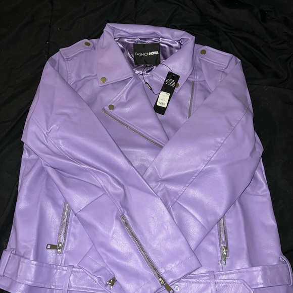 BNWT lavender faux leather moto jacket 1X $40 - Picture 4 of 6